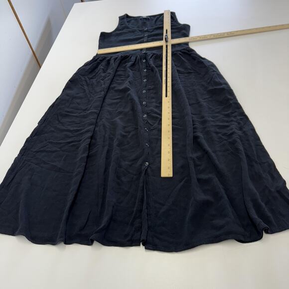 Frye Dress Womens XS Black Sleeveless Button Front Maxi Tank Scoop Neck A-Line - Picture 11 of 12